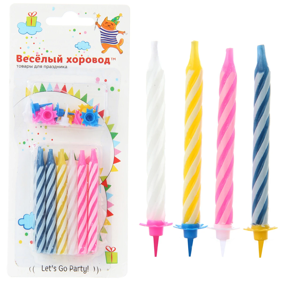 Набор магических свечей для торта с подст., 12 штук Набор магических свечей для торта с подст., 12 штук