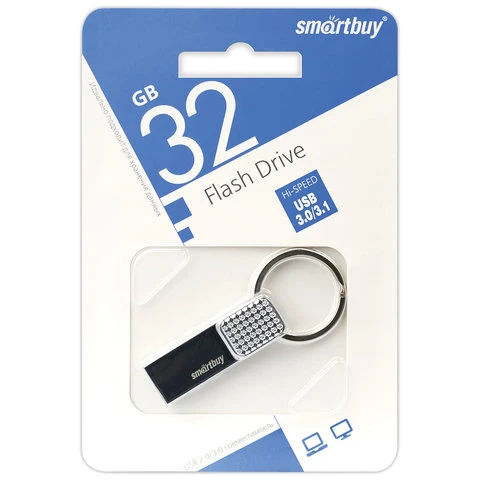 Флеш-диск 32 GB SMARTBUY Ring USB 3.0, серебристый, SB32GBRN
