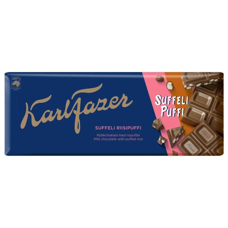 Шоколад Karl Fazer молочный с воздушным рисом, 198г (402584)