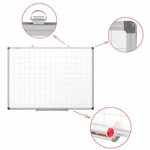 Доска магнитно-маркерная В КЛЕТКУ, 60х90 см, алюминиевая рамка, BRAUBERG