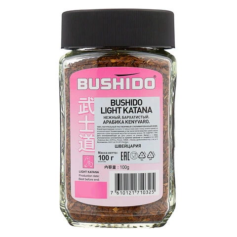 Кофе растворимый BUSHIDO "Light Katana", сублимированный, 100 г, 100%