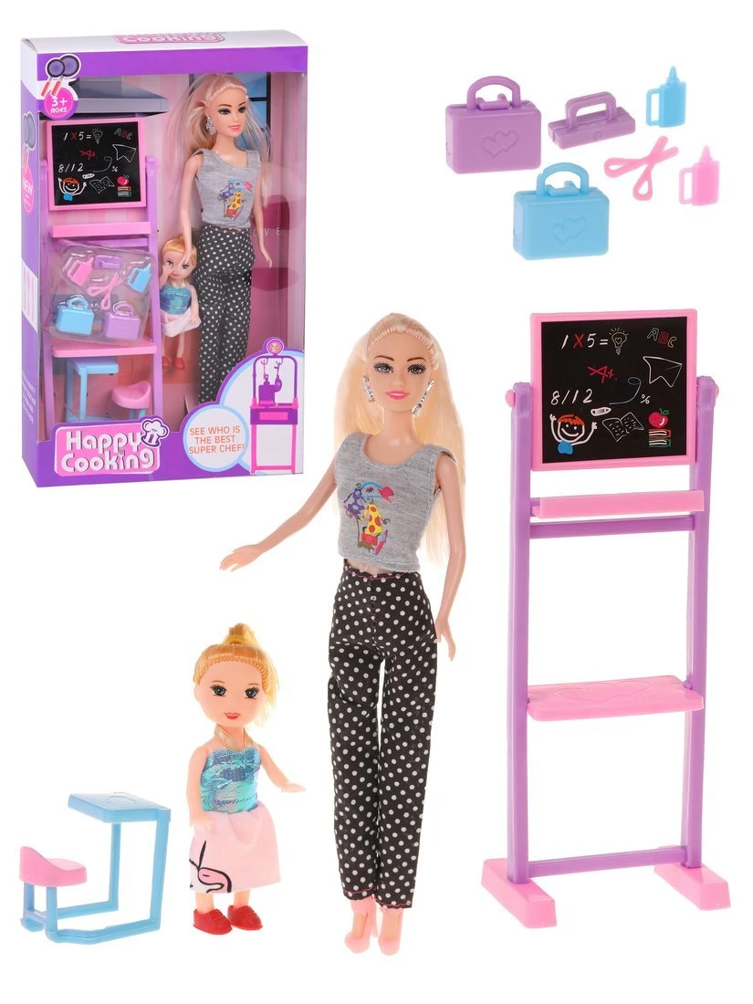 Игровой набор "Школа", в комплекте, кукла 29см., кукла 9,5 см., предм.