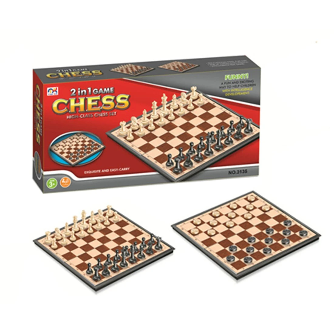 Игра настольная 2 в 1, в комплекте: игровое поле 27*27 см, шахматы, шашки