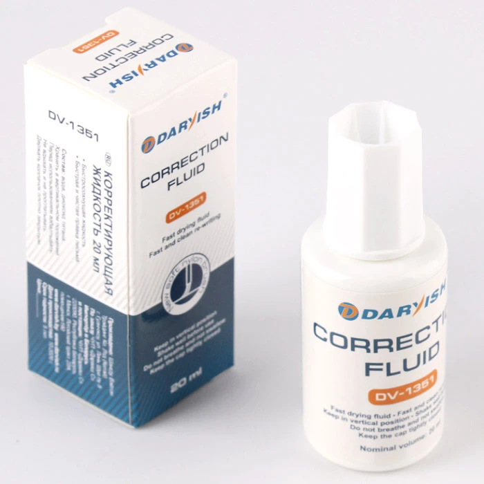 Корректир. жидкость "Darvish" 20мл на водной основе с кисточкой