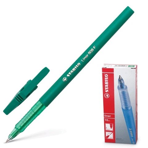 Ручка шариковая STABILO "Liner", ЗЕЛЕНАЯ, корпус зеленый, узел 0,7 мм,
