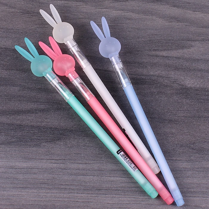 Ручка гелевая синяя "Darvish" с игольчатым стержнем "зайка"