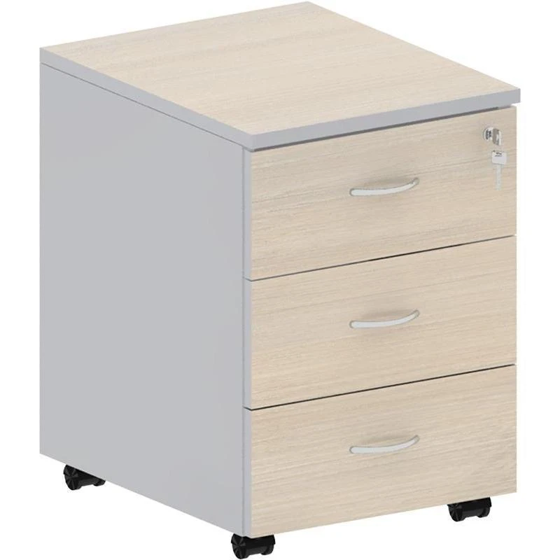 Тумба подкатная Easy Standard с замком (светлый дуб/серый, 404x454x573 мм, 3
