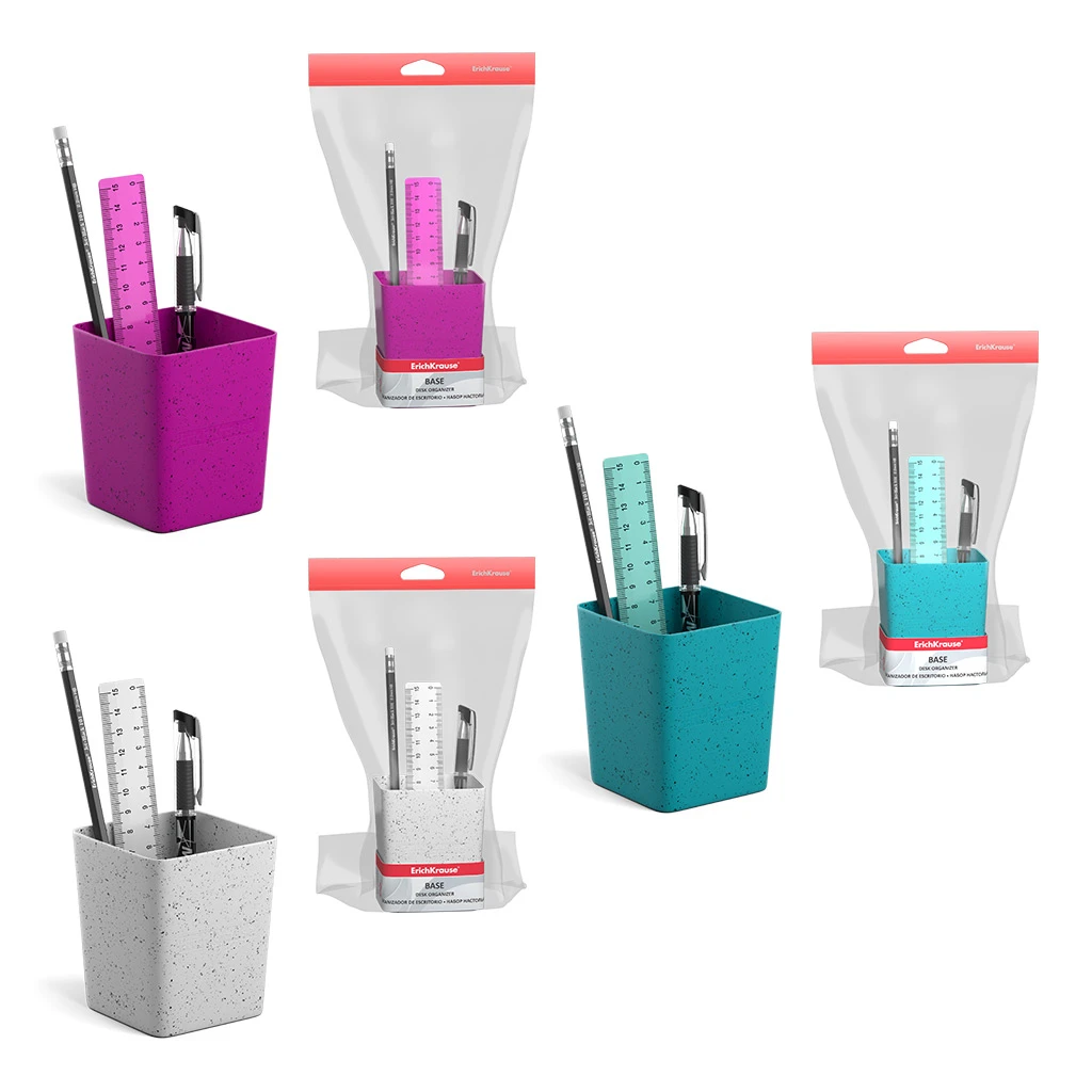 Набор настольный пластиковый Erich Krause® Base, Grains, ассорти из 3 цветов