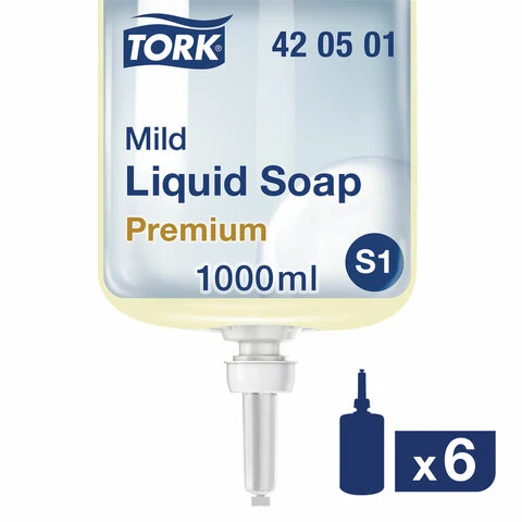 Картридж с жидким мылом одноразовый TORK (Система S1) Premium, 1 л, 421501,