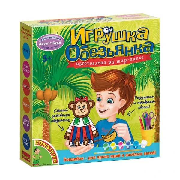 Набор для детского творчества Игрушка из шар-папье обезьянка (девочка), BONDIBON