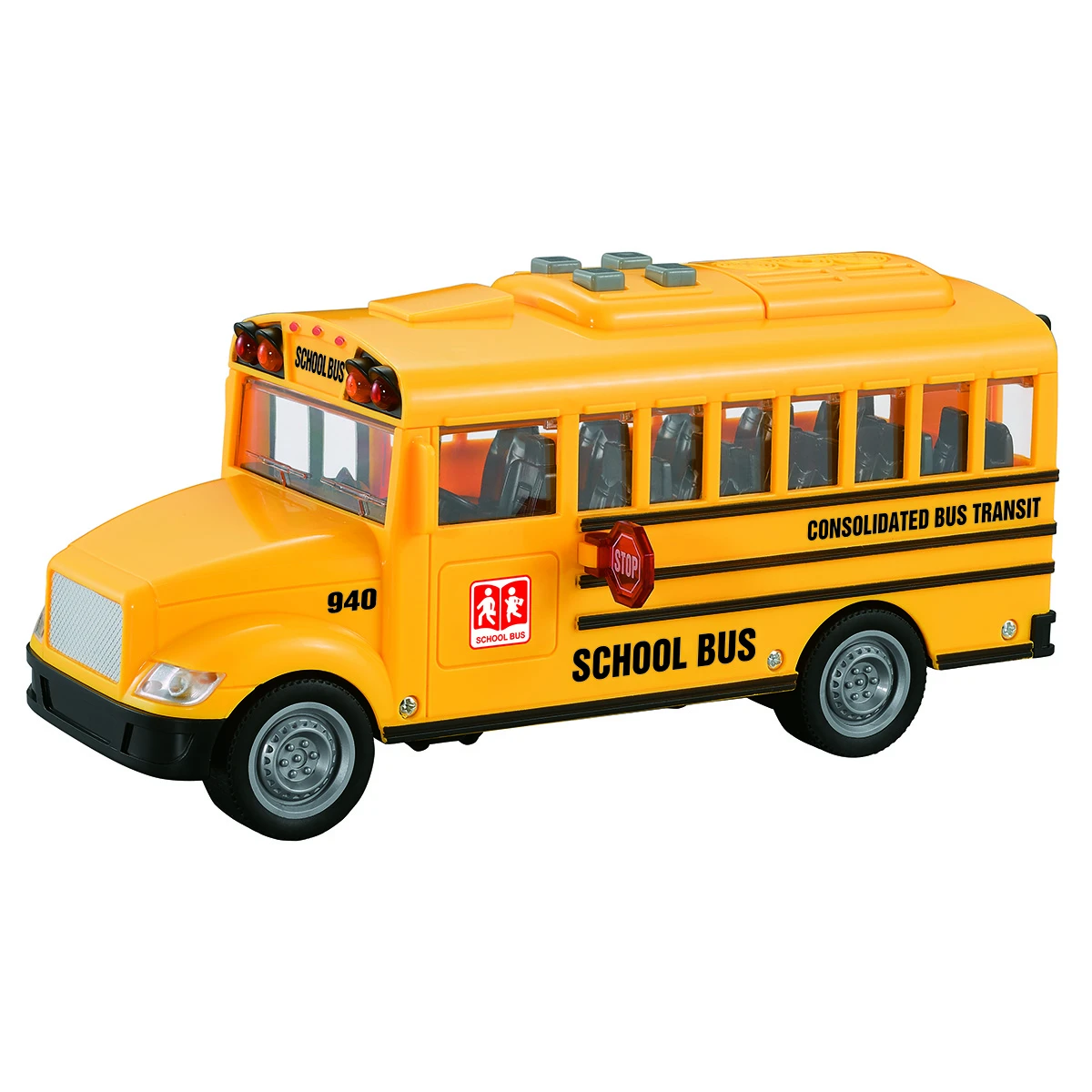 Автобус школьный 1:20, фрикция, со светом и звуком, желтый