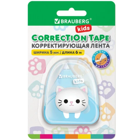 Корректирующая лента BRAUBERG KIDS "Котенок", 5 мм х 6 м, корпус