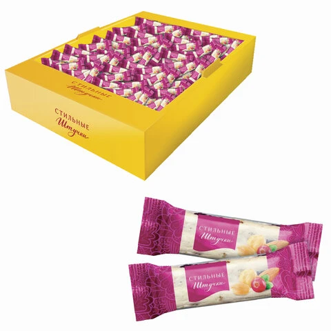 Конфеты СТИЛЬНЫЕ ШТУЧКИ "Нуга с клюквой и орехами", 2 кг, весовые,