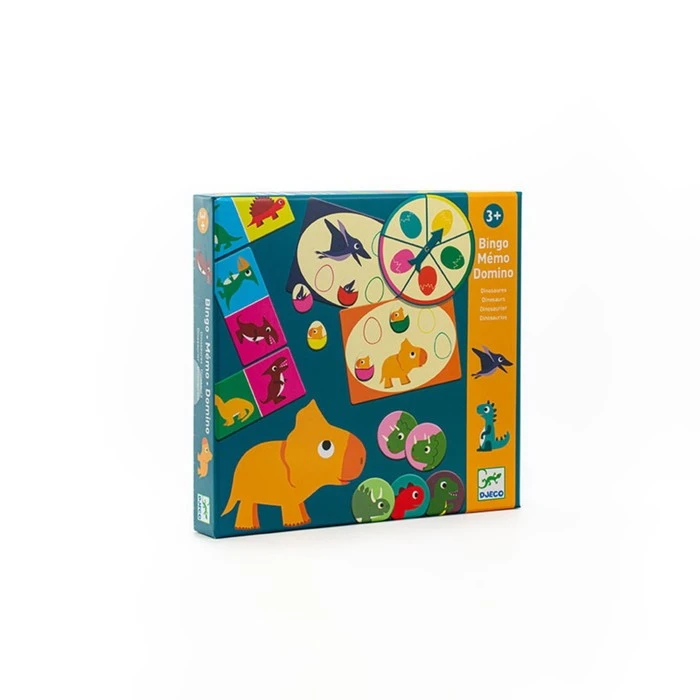 Лото, домино и мемори 3 в 1 Djeco «Мемо Динозавры»