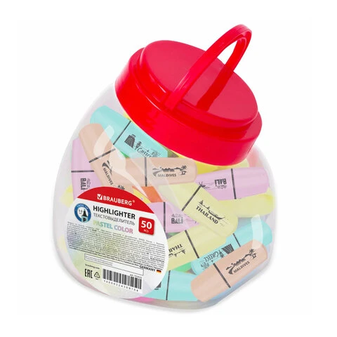 Текстовыделитель мини BRAUBERG "PASTEL Mini", АССОРТИ В ПЛАСТИКОВОЙ