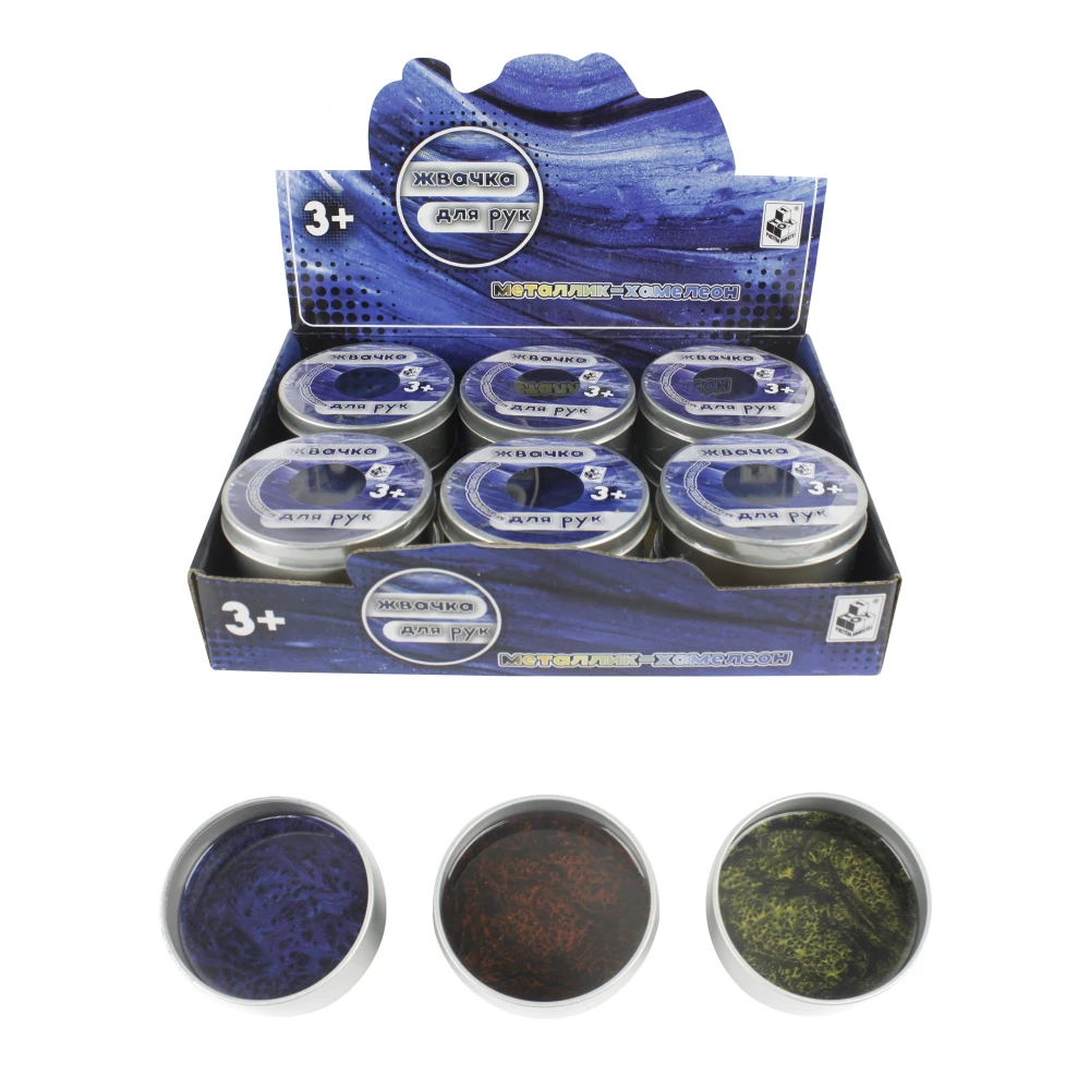 1toy Жвачка для рук, 3 цвета, металлик-хамелеон, упаковка - металл. Т14016