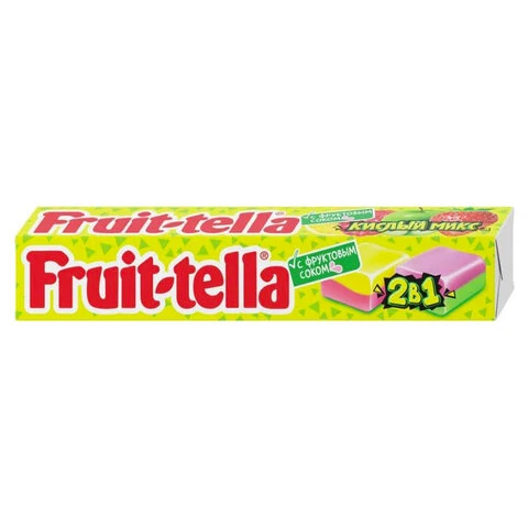 Жевательная конфета FRUITTELLA "Кислый Микс" 2 в 1, 41 г.