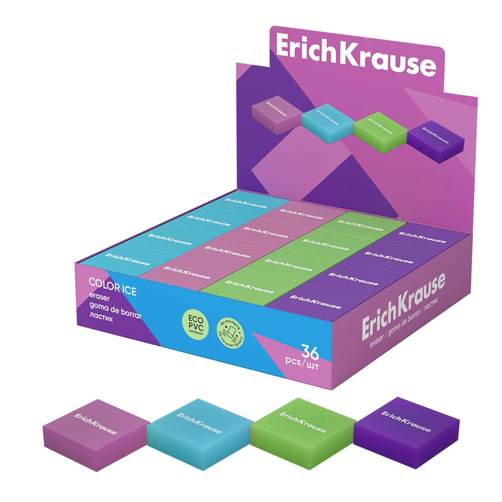 Ластик Erich Krause Color Ice (в коробке по 36 штук)