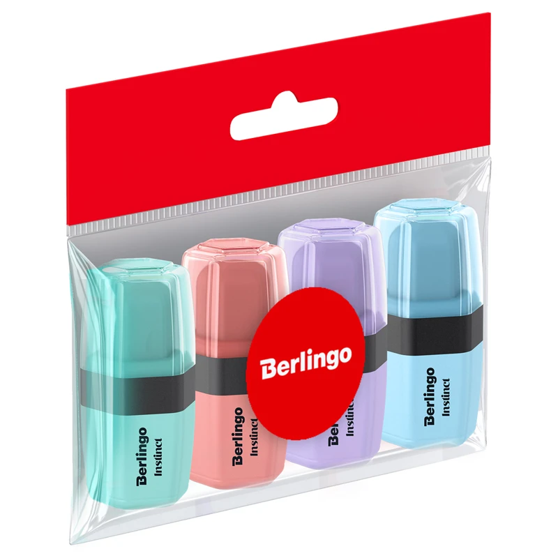 Точилка пластиковая с ластиком Berlingo "Instinct", 1 отверстие, 4шт,
