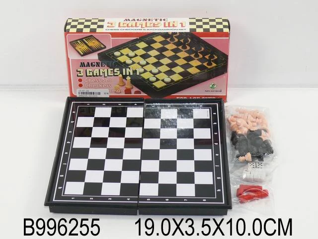 Игра 3 в 1: шашки, нарды, шахматы на магните (19х3,5х10) (Арт. 996255)