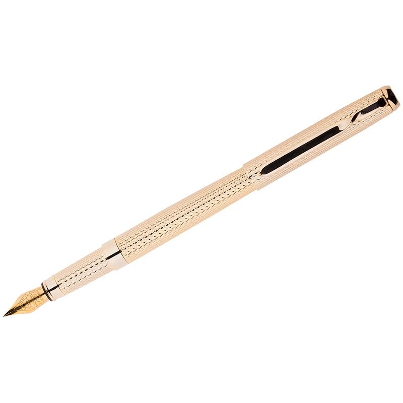 Ручка перьевая "Delucci" черная, 0,8 мм, корпус золото, подар.уп.: