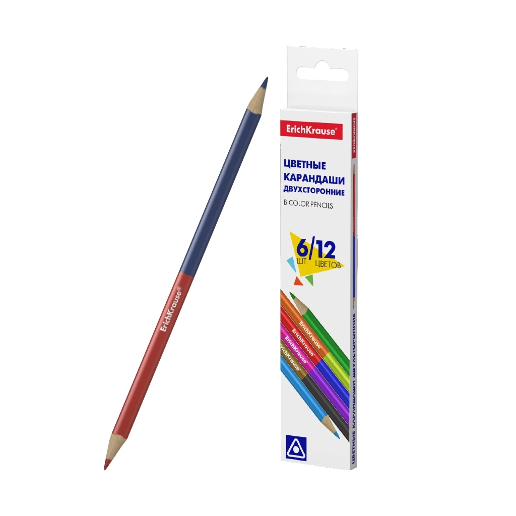 Цветные карандаши трехгранные двусторонние ErichKrause® Basic, 6 шт Bicolor 12