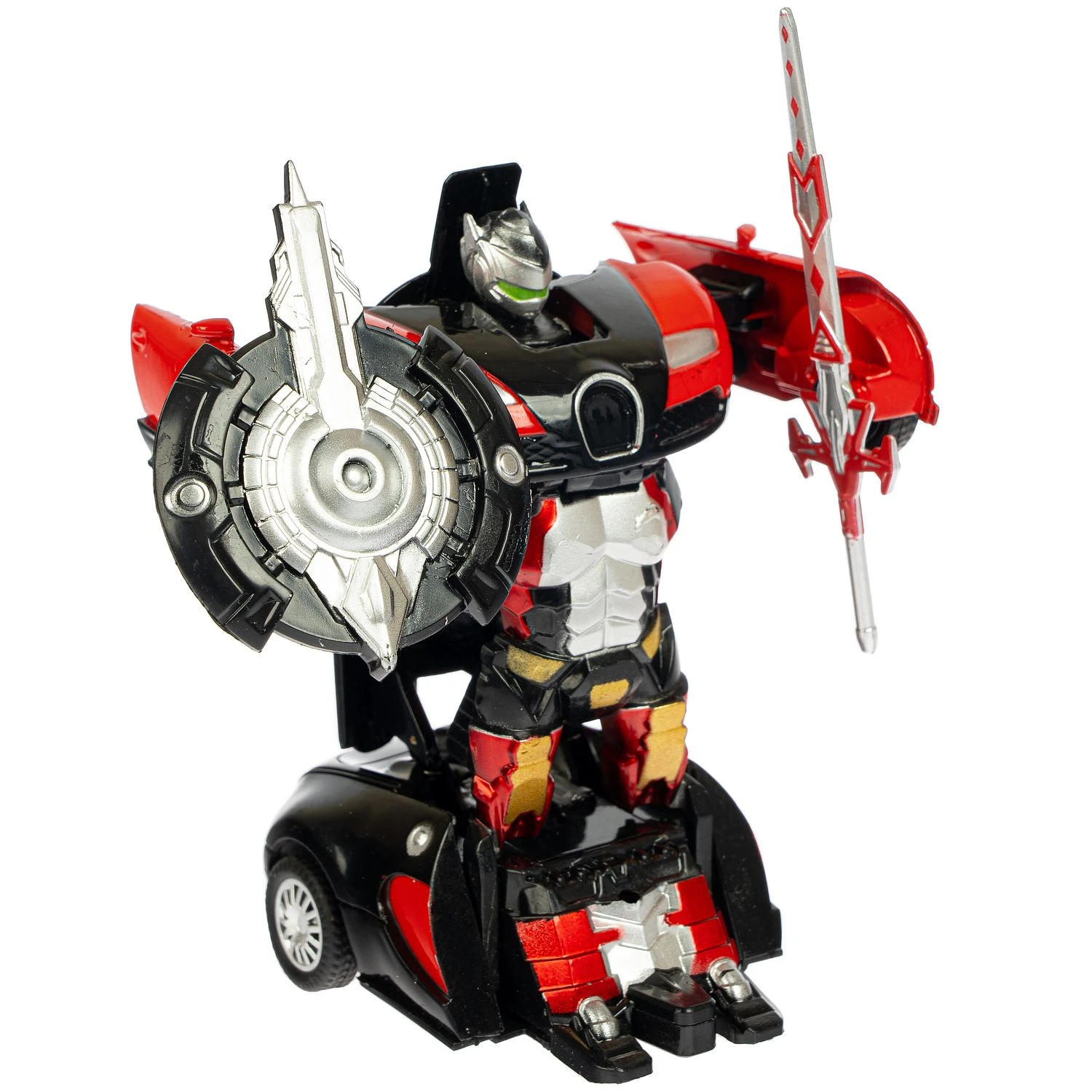 Трансформер 2в1 BONDIBOT робот с щитом и мечом - автомобиль, металлические