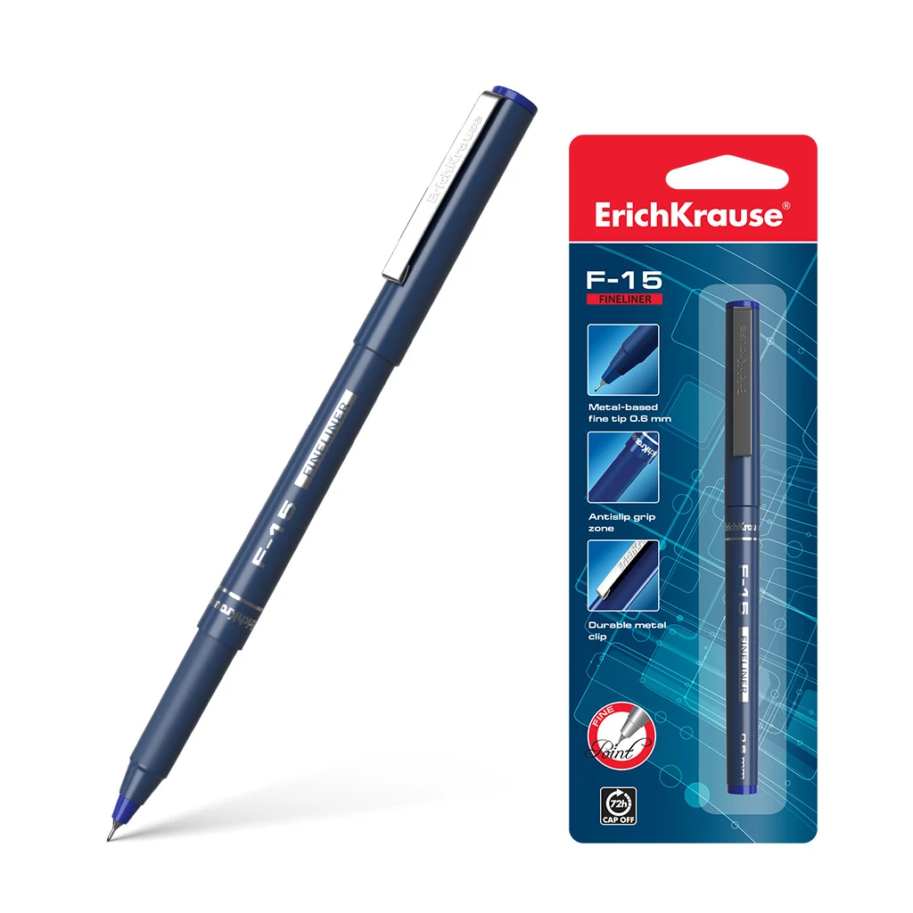Ручка капиллярная Erich Krause F-15 Stick Classic 0.6, цвет чернил черный (в