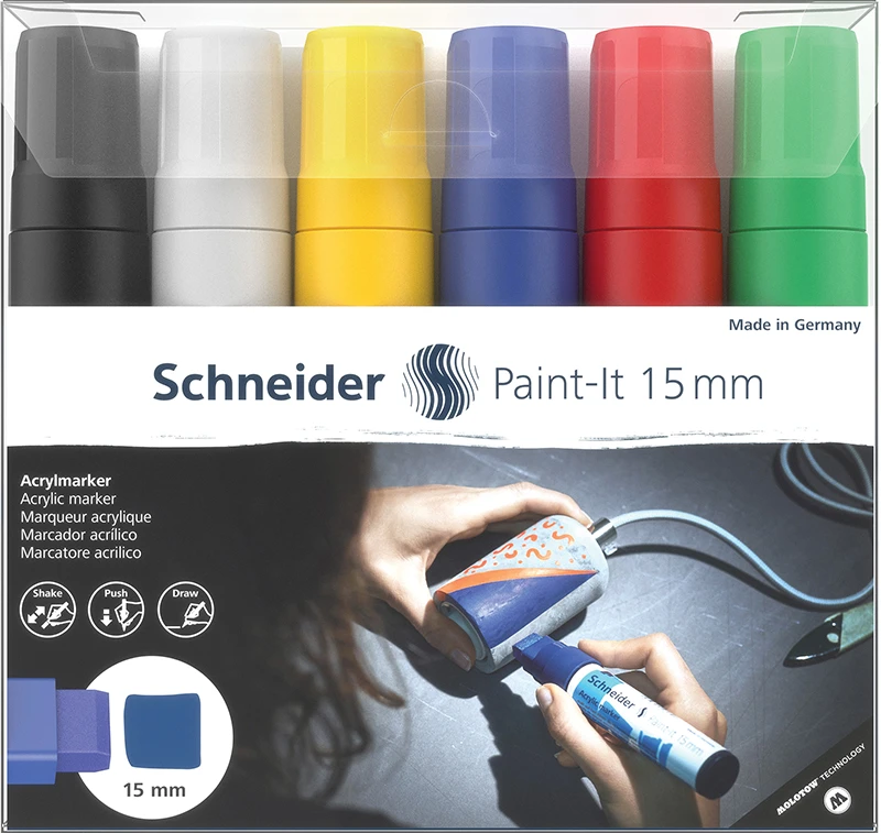 Набор маркеров акриловых Schneider "Paint-it 330", 15мм, ассорти, 6