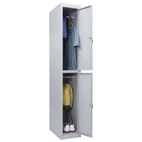 Шкаф металлический для одежды BRABIX "LK 12-30", УСИЛЕННЫЙ, 2 секции,