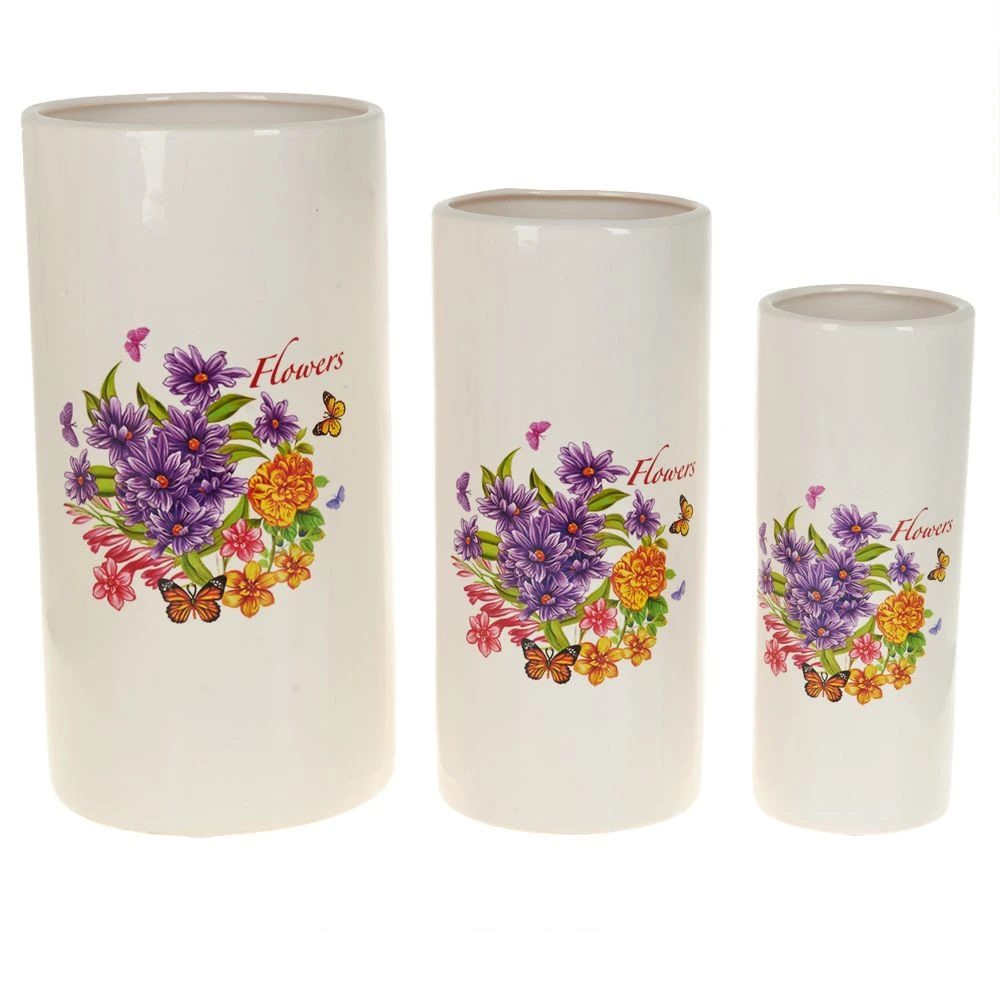 Вазы декоративные, набор из 3шт. "Flowers-Toledo" d=9,5/12,5/16см.