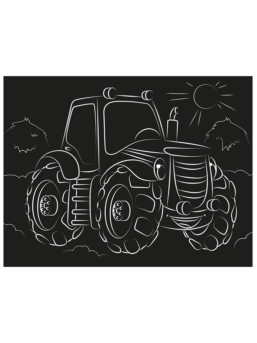 Гравюра 13х17 см с ручкой. Веселый Трактор (арт.Г-8541)