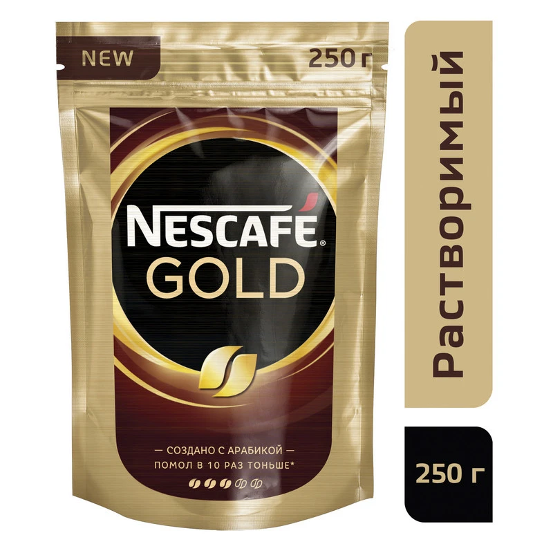 Кофе Nescafe Gold растворимый, пакет 250 г,446055