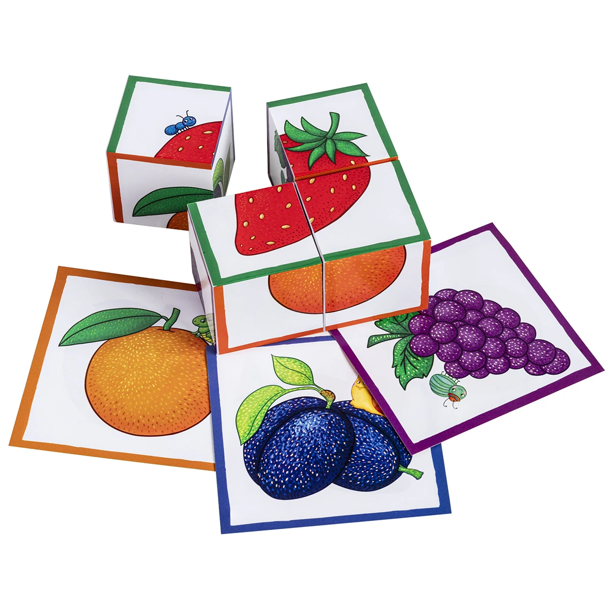 Арт.28196 Умные кубики в поддончике. 4 штуки. Фрукты и ягоды