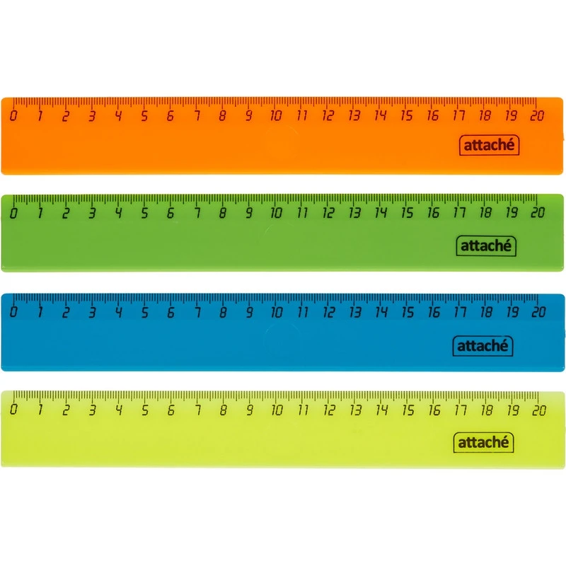 Линейка 20см Attache 4 шт/уп цвет в ассортименте Линейка 20см Attache 4 шт/уп цвет в ассортименте