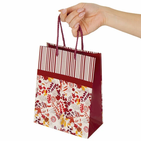 Пакет подарочный 17,8x9,8x22,9 см, ЗОЛОТАЯ СКАЗКА "Краски осени",