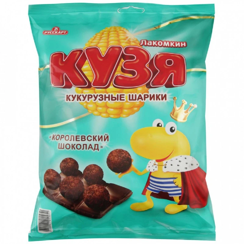 Кукурузные шарики с шоколадом Кузя Лакомкин, 100г.