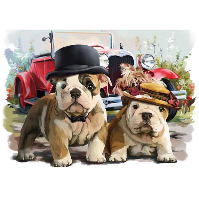 Алмазная мозаика 25*30см "Darvish" Ретро бульдоги