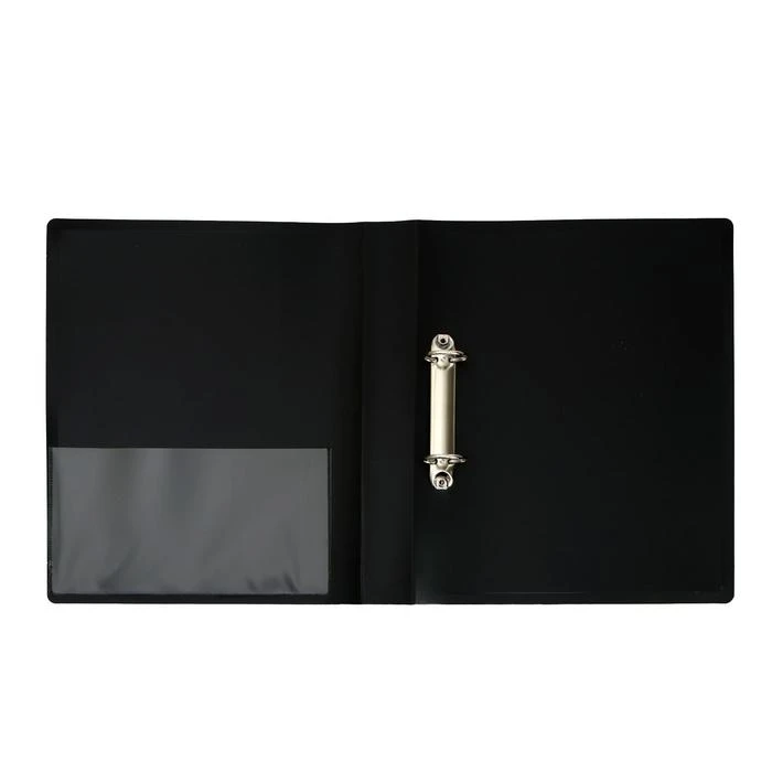 Папка на 2 кольцах А4 Calligrata, 40мм, 700мкм, карман на торце, черная