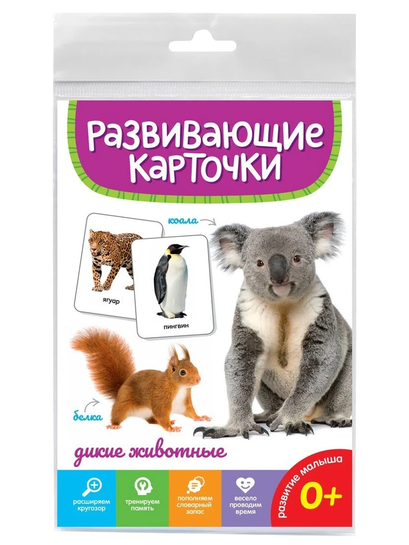 Развивающие карточки Дикие животные купить оптом, цена от 168.60 руб.  4670159052807