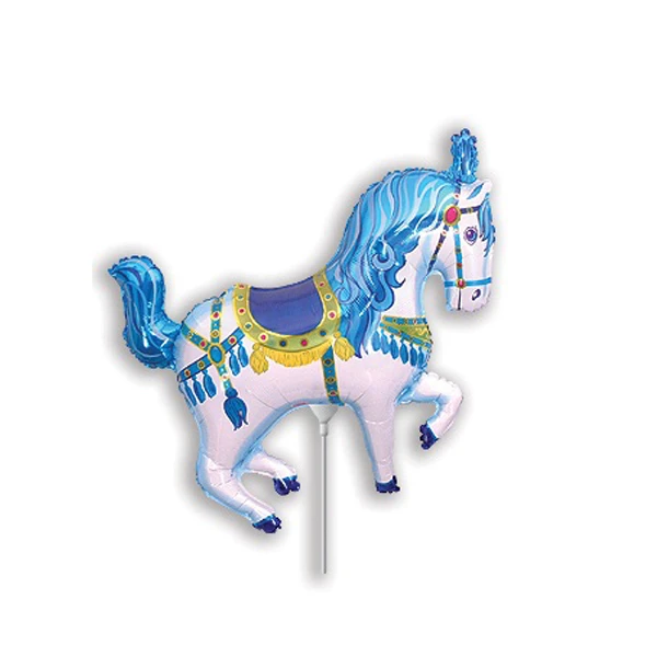 Мини Фигура Лошадь цирковая голубая 34 см Х 37 см фольгированный шар