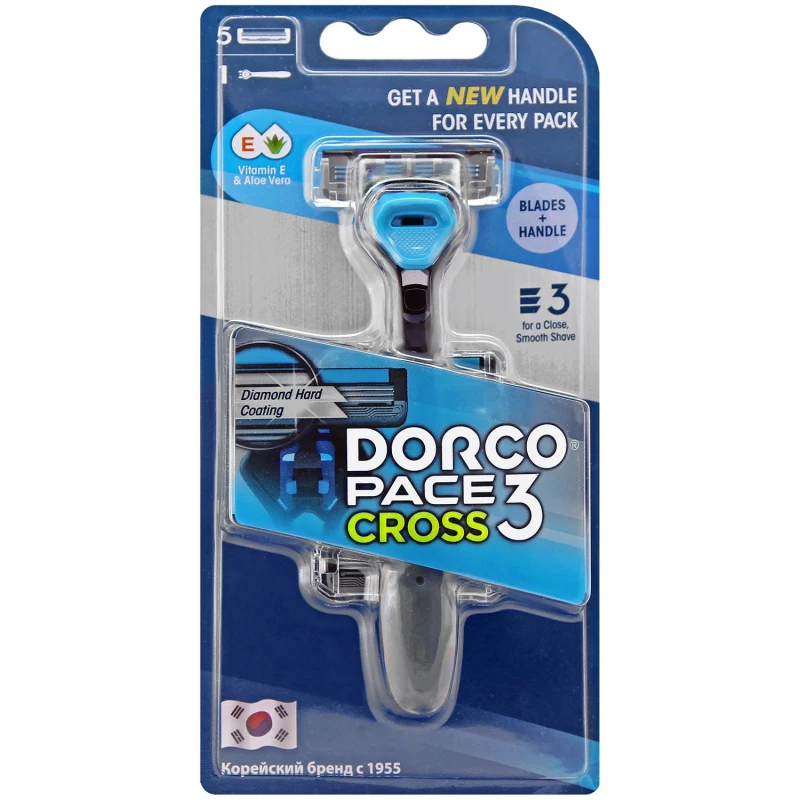 Бритва Dorco CROSS3, 5 см. кас. 3лез., плав.головка, увл.полос TRC 1005