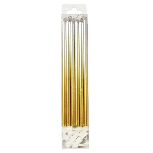 Свечи Металлик Silver & Gold 15см, с держателями, 12 штук