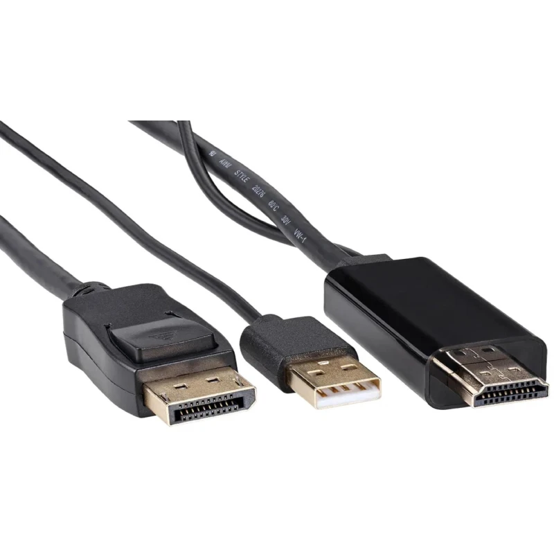 Кабель переходник VCOM HDMI (M) +USB-DP (M)  4Kx60Hz 1.8M, (CG599AC-1.8M)
