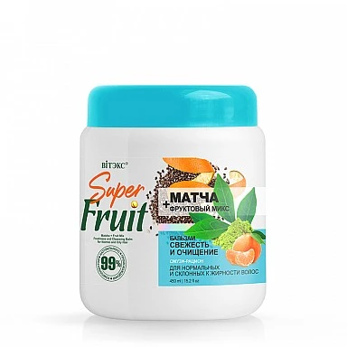 ВИТЭКС Super FRUIT МАТЧА+фруктовый микс БАЛЬЗАМ для волос СВЕЖЕСТЬ и ОЧИЩЕНИЕ