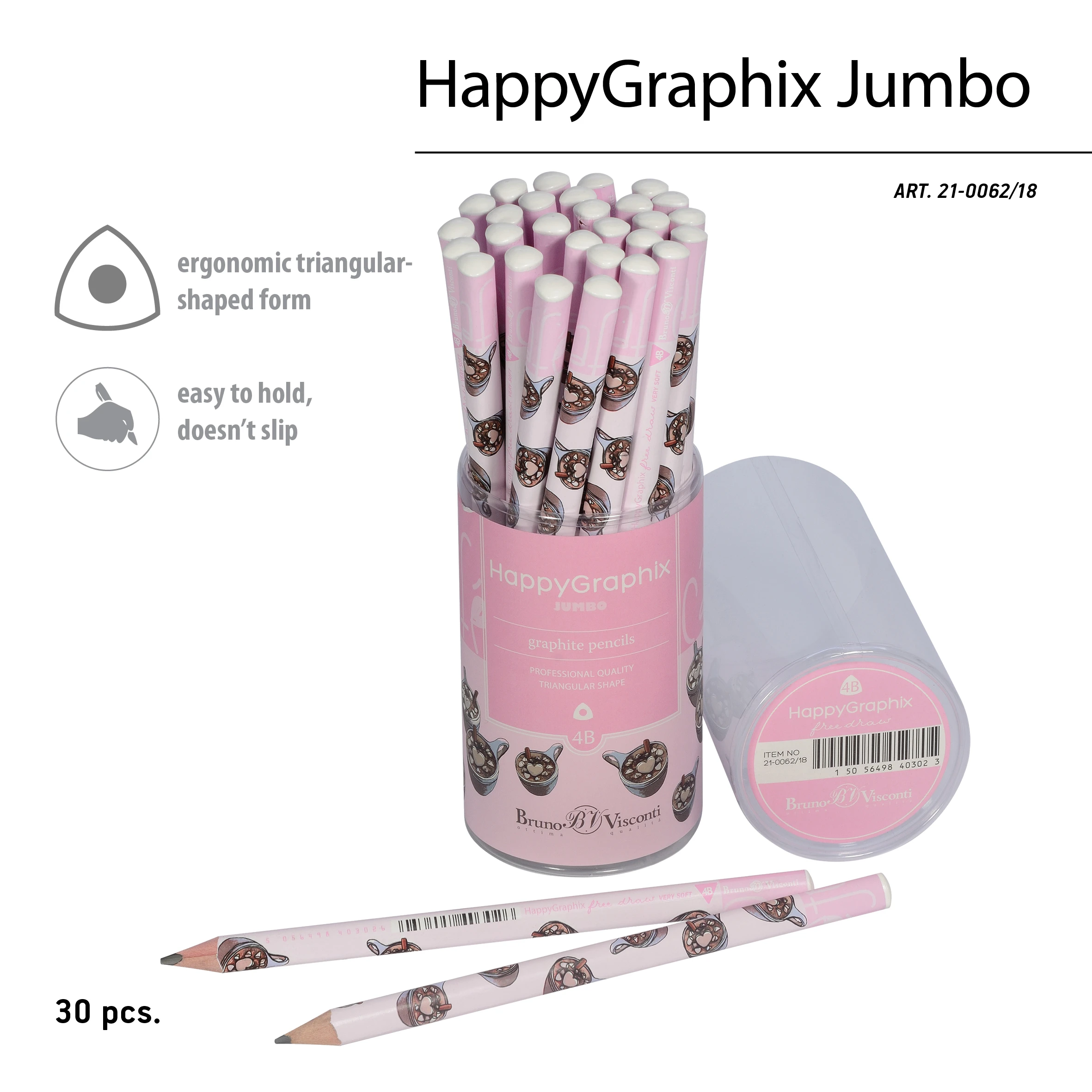 КАРАНДАШ ЧЕРНОГРАФИТОВЫЙ "HappyGraphix Jumbo. Кофемания. Горячий