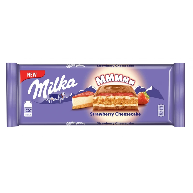 Шоколад Milka Cheesecake с клубничной начинкой и печеньем,300г. Шоколад Milka Cheesecake с клубничной начинкой и печеньем,300г.