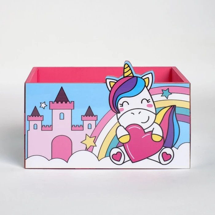 Органайзер для канцтоваров "Единорог с сердечком" розовый замок