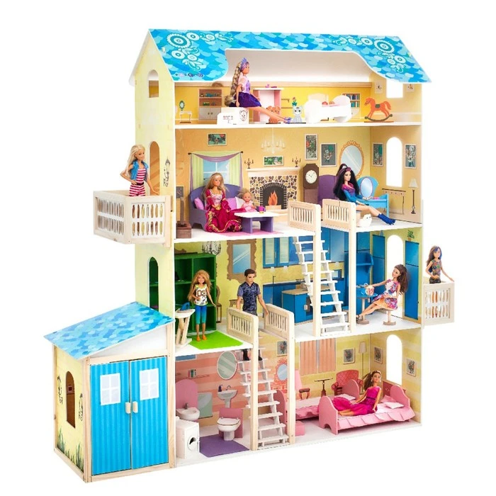 Кукольный домик «Лира», (28 предметов мебели, 2 лестницы, гараж)