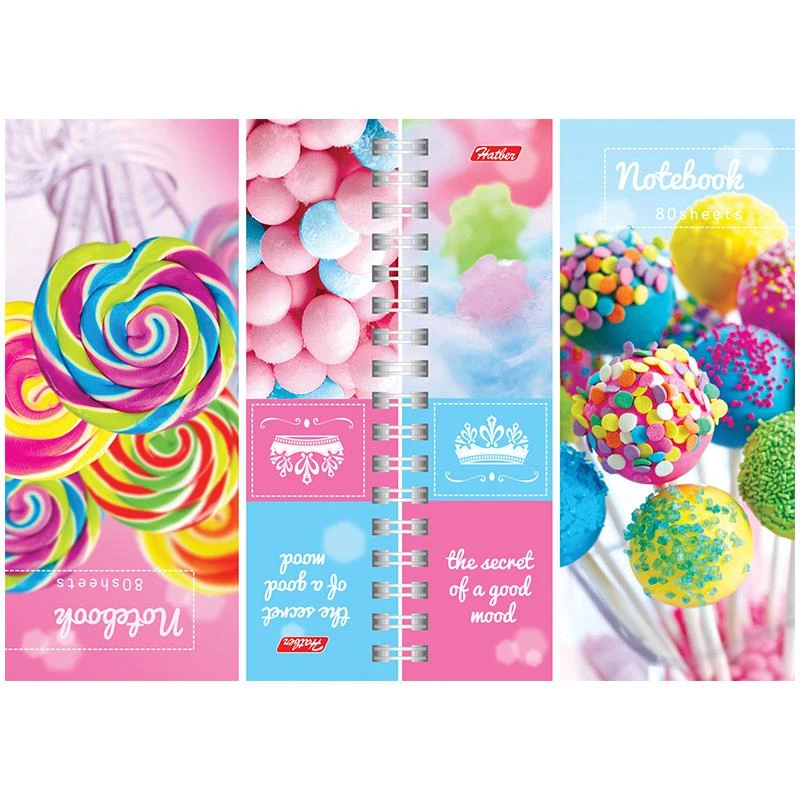 Записная книжка А6 80л. на гребне двойная "Карамель", твердая обложка Записная книжка А6 80л. на гребне двойная "Карамель", твердая обложка